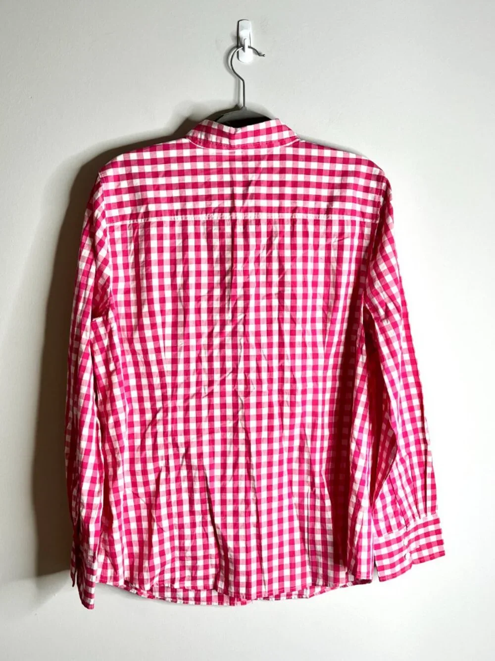 J. Crew Gingham Lightweight Cotton Shirt in Signature Fit Pink Gingham Sz XL